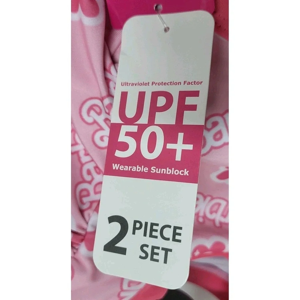 Barbie Toddler Girls Pink Long Sleeve Bikini Swimsuit 2-Piece‎ UPF 50+ Size 3T